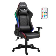 Vinsetto Gaming Chair with RGB LED Light, 2D Arm, Lumbar Support, Height Adjustable Swivel Office Computer Recliner, Racing Gamer Desk Chair for Home, Black