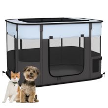 PawHut Foldable Dog Pen with Storage Bag for Indoor Outdoor Use Grey