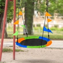 Outsunny Saucer Tree Kids Swing Set with Adjustable Rope Waterproof Seat Steel Frame Backyard