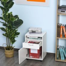  Particle Board 3-Tier Rolling Office Home Storage Cabinet White