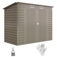 Outsunny 3.7 x 7.9ft Galvanised Steel Shed, with Latched Door and Padlock Light Grey