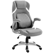 Vinsetto Linen Look Office Chair, with Adjustable Height and Tension Grey