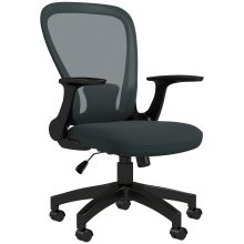 Vinsetto Ergonomic Office Chair, Mesh Desk Chair with Flip up Armrest, Lumbar Back Support, Swivel Wheels, Grey