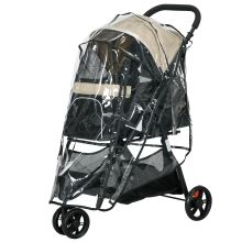 PawHut Foldable Pet Stroller w Rain Cover, for XS Dogs, S Dogs Khaki