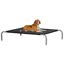 PawHut Elevated Pet Bed Cooling Raised Cot Style Bed for Large Medium Sized Dogs with Non slip Pads Steel Frame Breathable Mesh Fabric, 110 x 75 x 20 cm Black