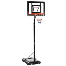 SPORTNOW 2.1 2.6m Adjustable Basketball Hoop and Basketball Stand w Backboard and Weighted Base, Portable on Wheels, Black