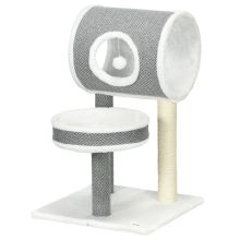 PawHut Cat Tree for Indoor Cats, with Scratching Post, Bed, Tunnel, Toy Ball, 48 x 48 x 73cm White