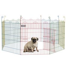 PawHut Pet Playpen Crate, with Eight Panels, Door, for Indoors and Outdoors, 60H x ?156cm