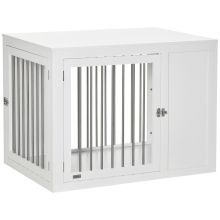 PawHut Furniture Style Dog Crate with Two Doors, End Table Pet Cage Kennel with Locks, for Medium and Large Dogs White