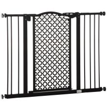 PawHut 74 105cm Pet Safety Gate Stair Barrier, with Auto Close, Double Locking Black