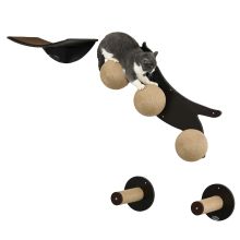 PawHut Cat Wall Furniture, with Curved Platforms, Scratching Posts Brown