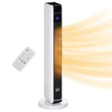 HOMCOM 1100W 2200W Space Heater with 65? Oscillation & 8 Hour Timer and Overheat & Tip Over Protection, Room Heater with 2 Heater and Fan for Bedroom, 29 inch