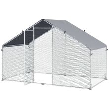 PawHut Galvanised Walk In Chicken Coop Hen House w Water Resist Cover, 3 x 1.7 x 1.9m