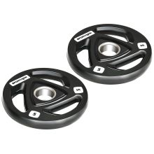 SPORTNOW 2 x 5kg Weight Plates, Tri Grip Rubber Coated Barbell Weights Set w 2