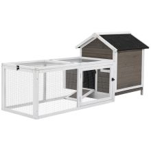 PawHut 2 Tier Chicken Coop, Wooden Hen House, Poultry Habitat Outdoor Backyard with Removable Tray, Nesting Box, Outside Run, Ramp, 180L x 92W x 78H