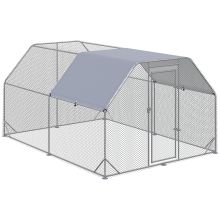 PawHut Walk in Chicken Run Chicken Coop Hen House Outdoor with Roof for 10 12 Chickens, 380 x 280 x 195cm