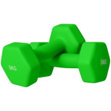 SPORTNOW 2 x 5kg Hexagonal Dumbbells Weights Set with Non Slip Grip for Home Gym Workout, Green