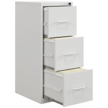 HOMCOM Three Drawer Modern Steel Filing Cabinet Cream