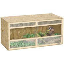 PawHut Reptile Terrarium Vivarium Habitat w Transparent Sliding Doors, Breathable Mesh, for Lizards, Horned Frogs, Snakes and Chameleons, 100 x 47 x 47cm