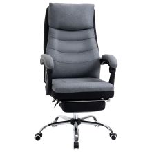 Vinsetto Office Chair, Executive Desk Chair 135? Reclining Computer Chair with Adjustable Height, Retractable Footrest and Swivel Wheels, Grey