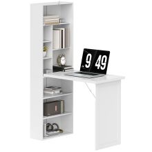 HOMCOM Three Part Work Desk, with Storage and Writing Board White