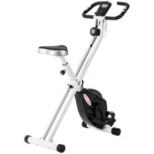 SPORTNOW Folding and Quiet Exercise Bike with 8 Level Magnetic Resistance and Heart Rate Sensor, for Home Gym, Black and White