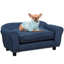 PawHut Wooden Pet Sofa, with Removable Padded Cushion, for Small Dogs Blue