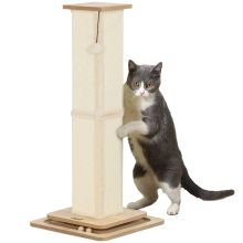 PawHut 3 in 1 Cat Scratching Post, 87cm Cat Scratcher w Track Ball Toy, Oak Tone