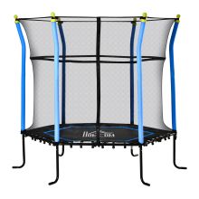 HOMCOM 5.4FT 64 Inch Kids Trampoline With Enclosure Net Mini Indoor Outdoor Trampolines for Child Toddler Age 3 10 Years Blue