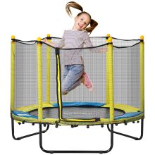 HOMCOM 4.6FT Kids Trampoline, with Safety Net, for Kids 3 10 Years Yellow