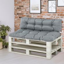  2Pcs Garden Tufted Pallet Cushions Seat Pad Back Cushion Indoor Outdoor Grey