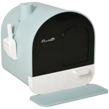 PawHut Hooded Cat Litter Box, Kitten Litter Tray, with Lid, Scoop, Filter, Flap Door