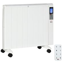 HOMCOM Convector Radiator Heater, Quiet Panel Heater, Freestanding or Wall mounted Portable Electric Heater with Window Opening Detection, Week Timer, Remote Control, Safety Cut Off, White