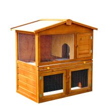 PawHut Wooden Rabbit Hutch House, Size 93.5x55x98 cm