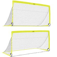 HOMCOM Two Football Goal Nets, Foldable Outdoor Sport Training Equipment, for Teens, Adults, with Carrying Bag, Yellow