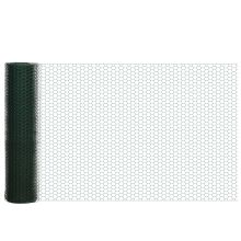 PawHut 1m x 25m Chicken Wire Mesh, Foldable PVC Coated Welded Garden Fence, Roll Poultry Netting, for Rabbits, Ducks, Geese Dark Green