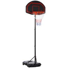 HOMCOM Basketball Hoop Stand Portable Adjustable Height 2.1 2.6m w Wheels, Sturdy Rim Stable Base, Black