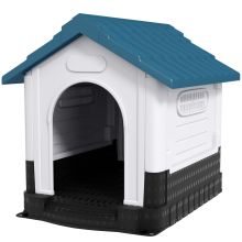 PawHut Plastic Dog Kennel with Windows, for Garden Patio, Medium and Large Dogs, 101 x 88 x 99cm Blue