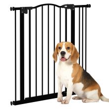 PawHut Metal Pet Safety Gate Dog Gate Folding Fence 74 87cm, Black