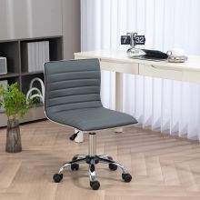 HOMCOM Adjustable Swivel Office Chair with Armless Mid Back in PU Leather and Chrome Base Dark Grey