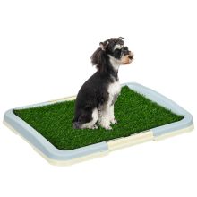 PawHut Puppy Training Pad, Indoor Portable Puppy Pad, with Artificial Grass, Grid, Panel, Tray, 63 x 48.5cm