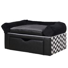 PawHut Dog Sofa Bed, with Storage, Drawer, Soft Cushion, for Small Dogs Black