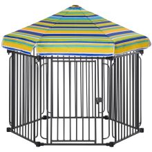 PawHut Dog Play Pen Puppy Pen Pet Playpen For Rabbit Guinea Pig Duck with Canopy Indoor Outdoor 119H x 122L x 105Wcm