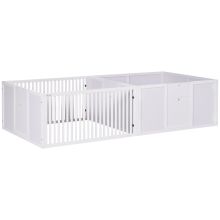 PawHut 7 Panels Playpen with 3 Doors for Baby Dogs, Two Room Design Puppy Whelping Box White