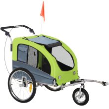 PawHut Dog Bike Trailer Pet Stroller Cart Carrier for Bicycle 360? Rotatable with Reflectors 3 Wheels Hitch Coupler Push Pull Brake Water Resistant Green