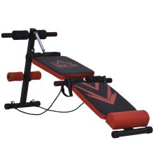 HOMCOM Multifunctional Sit Up Bench Foldable Fitness Equipment w Elastic Rope