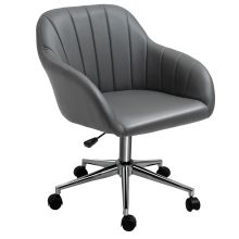 Vinsetto PU Leather Mid Back Tub Office Chair Ergonomic Work Task Seat Study Grey