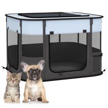 PawHut Foldable Dog Pen with Storage Bag for Indoor Outdoor Use, Portable Pet playpen, with Ground Stakes Grey