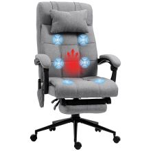 Vinsetto Office Chair, 6 Point Massage Desk Chair, Computer Chair with Footrest & Head Pillow, 360? Swivel Recliner Chair for Home Office, Grey