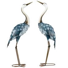 Outsunny Crane Garden Ornaments, 2 PCS Garden Statue Set, Steel Garden Gifts for Patio Pond Landscape Decoration, Multi Colour